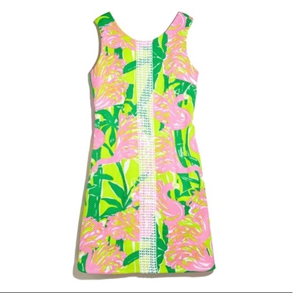 🦄 Lilly Pulitzer Flamingo Fan Dance Shift Dress - Picture 3 of 10